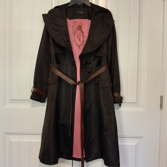 Llakes New York Jackets & Blazers - 100% Silk Trench Coat with pink lining and leather belt